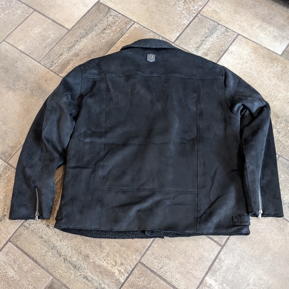 Saint Morta Faux Suede Death proof Sherpa Biker Moto Jacket Size 4XL Black - Picture 2 of 13